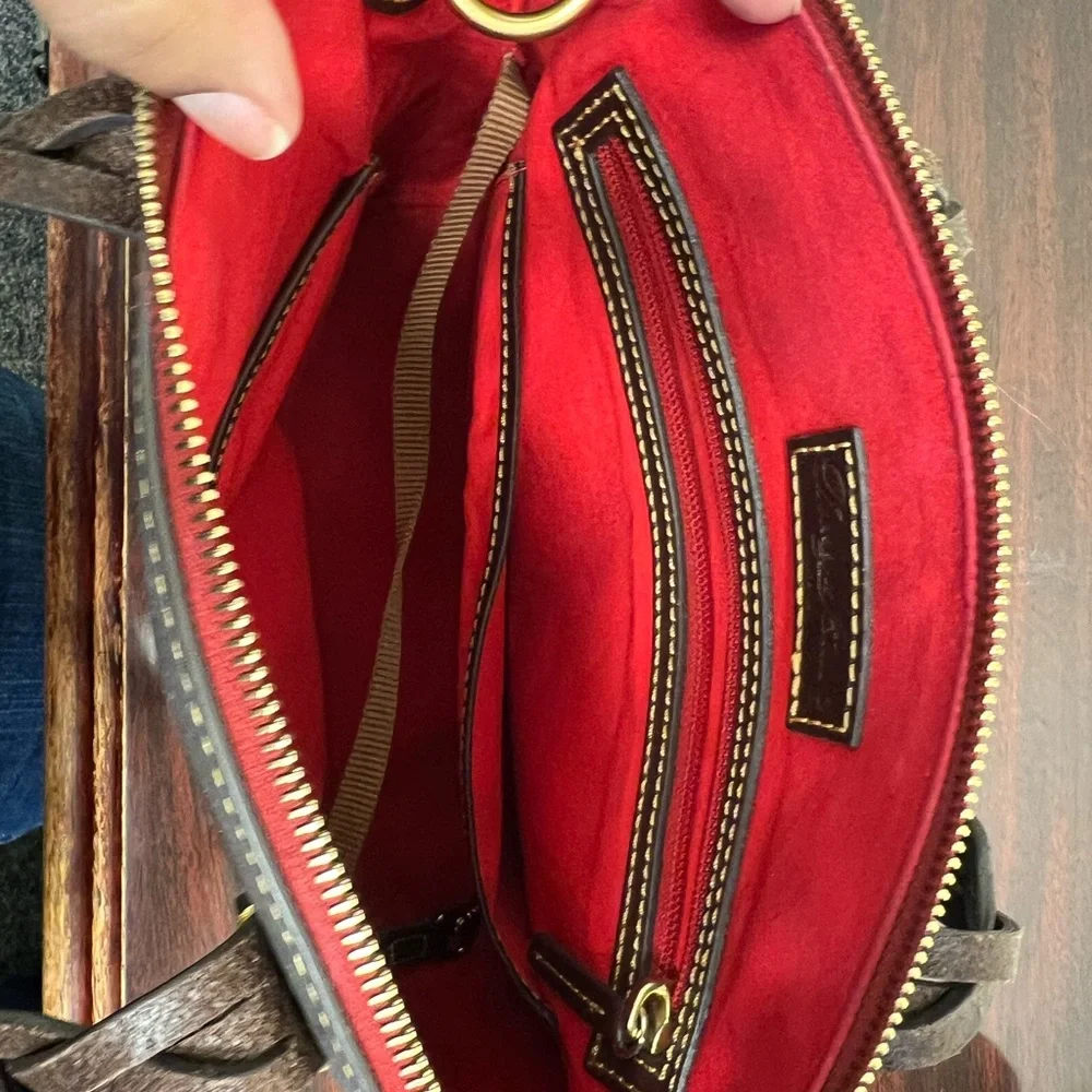 Dooney & Bourke Gray and Brown Leather Tote Bag - Picture 6 of 9